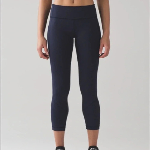 Lululemon Leggings Women’s 4 Pace Rival Crop “22 Midnight Navy - Picture 2 of 12